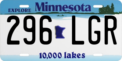 MN license plate 296LGR