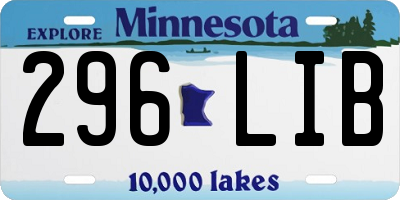MN license plate 296LIB