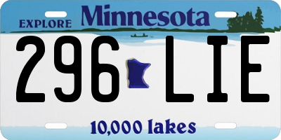 MN license plate 296LIE