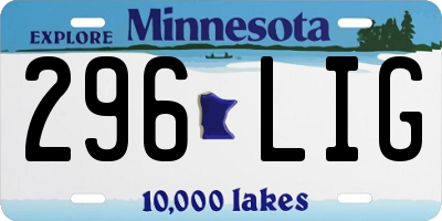 MN license plate 296LIG