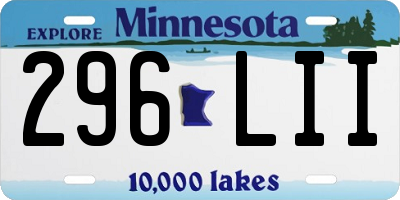 MN license plate 296LII