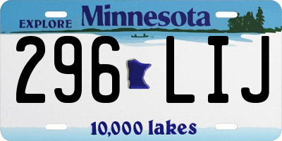 MN license plate 296LIJ