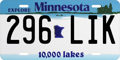 MN license plate 296LIK