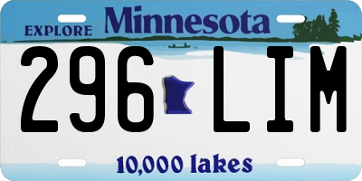 MN license plate 296LIM