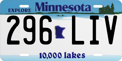 MN license plate 296LIV