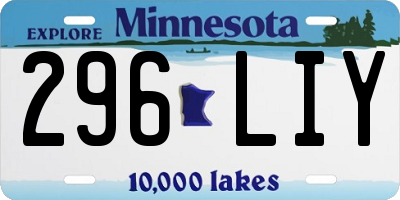MN license plate 296LIY