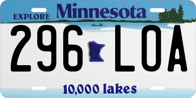 MN license plate 296LOA