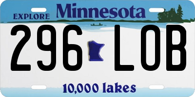 MN license plate 296LOB