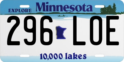 MN license plate 296LOE