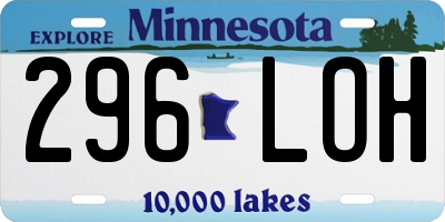MN license plate 296LOH