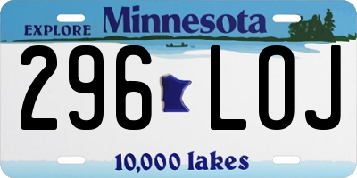 MN license plate 296LOJ