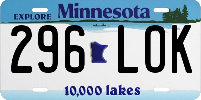 MN license plate 296LOK
