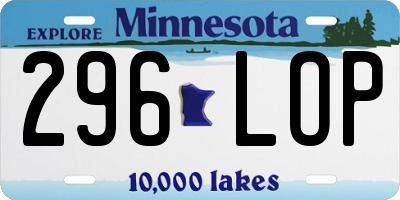 MN license plate 296LOP
