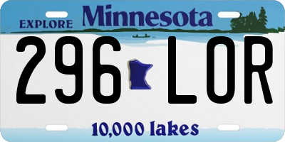 MN license plate 296LOR