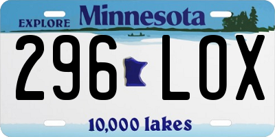 MN license plate 296LOX