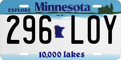 MN license plate 296LOY