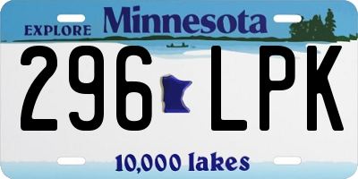 MN license plate 296LPK