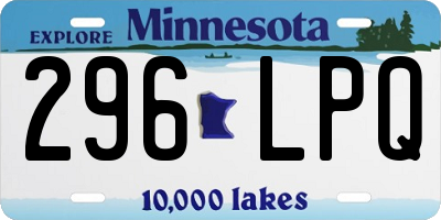 MN license plate 296LPQ