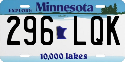 MN license plate 296LQK