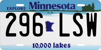 MN license plate 296LSW