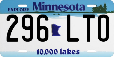 MN license plate 296LTO