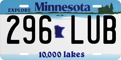 MN license plate 296LUB