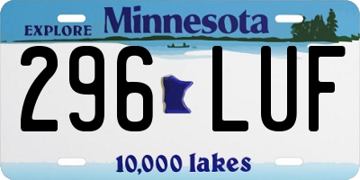 MN license plate 296LUF