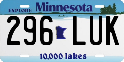 MN license plate 296LUK