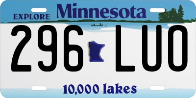 MN license plate 296LUO