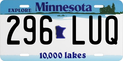MN license plate 296LUQ
