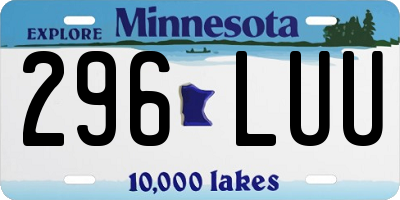 MN license plate 296LUU