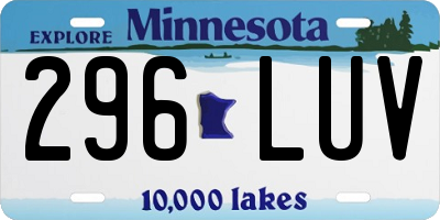 MN license plate 296LUV