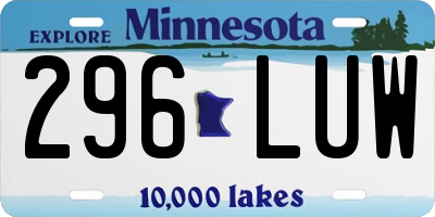 MN license plate 296LUW
