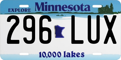 MN license plate 296LUX