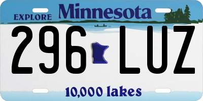 MN license plate 296LUZ