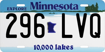 MN license plate 296LVQ