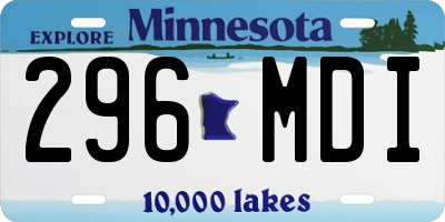 MN license plate 296MDI