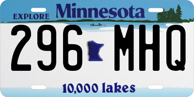 MN license plate 296MHQ