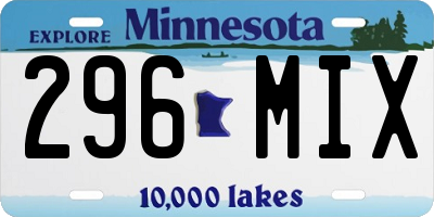 MN license plate 296MIX