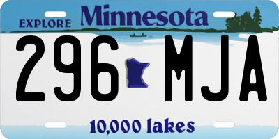 MN license plate 296MJA