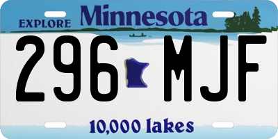 MN license plate 296MJF