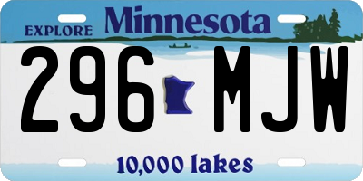 MN license plate 296MJW