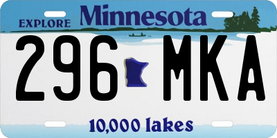 MN license plate 296MKA
