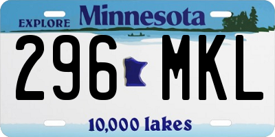MN license plate 296MKL