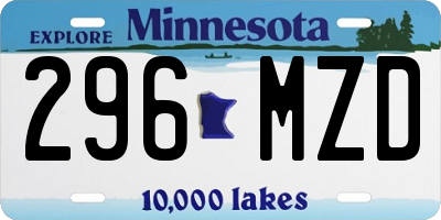 MN license plate 296MZD