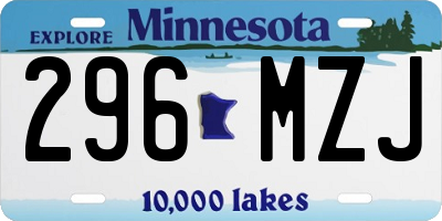 MN license plate 296MZJ