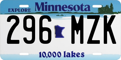 MN license plate 296MZK