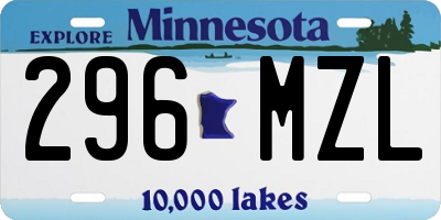 MN license plate 296MZL
