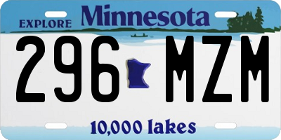 MN license plate 296MZM