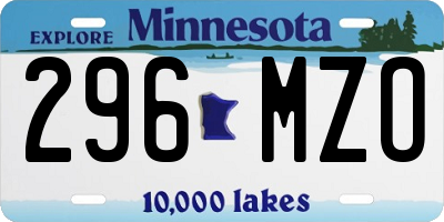 MN license plate 296MZO